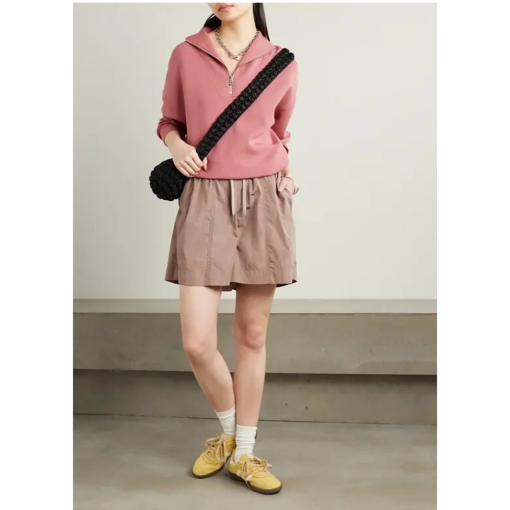 Varley Ralph Metallic Shell Shorts Mushroom Brown Small Athleisure Quiet Luxury